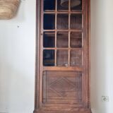 Old glass-fronted library in solid wood