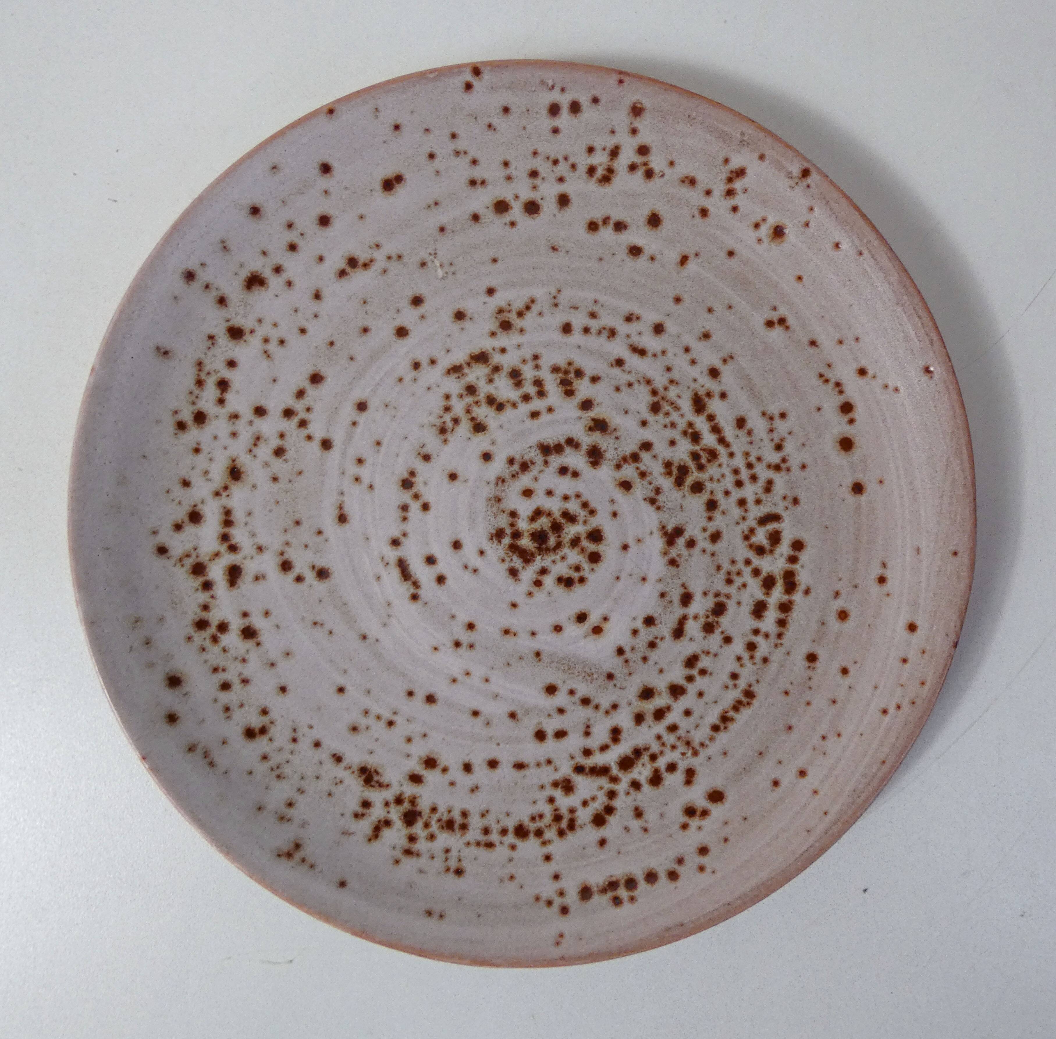 6 signed stoneware dinner plates