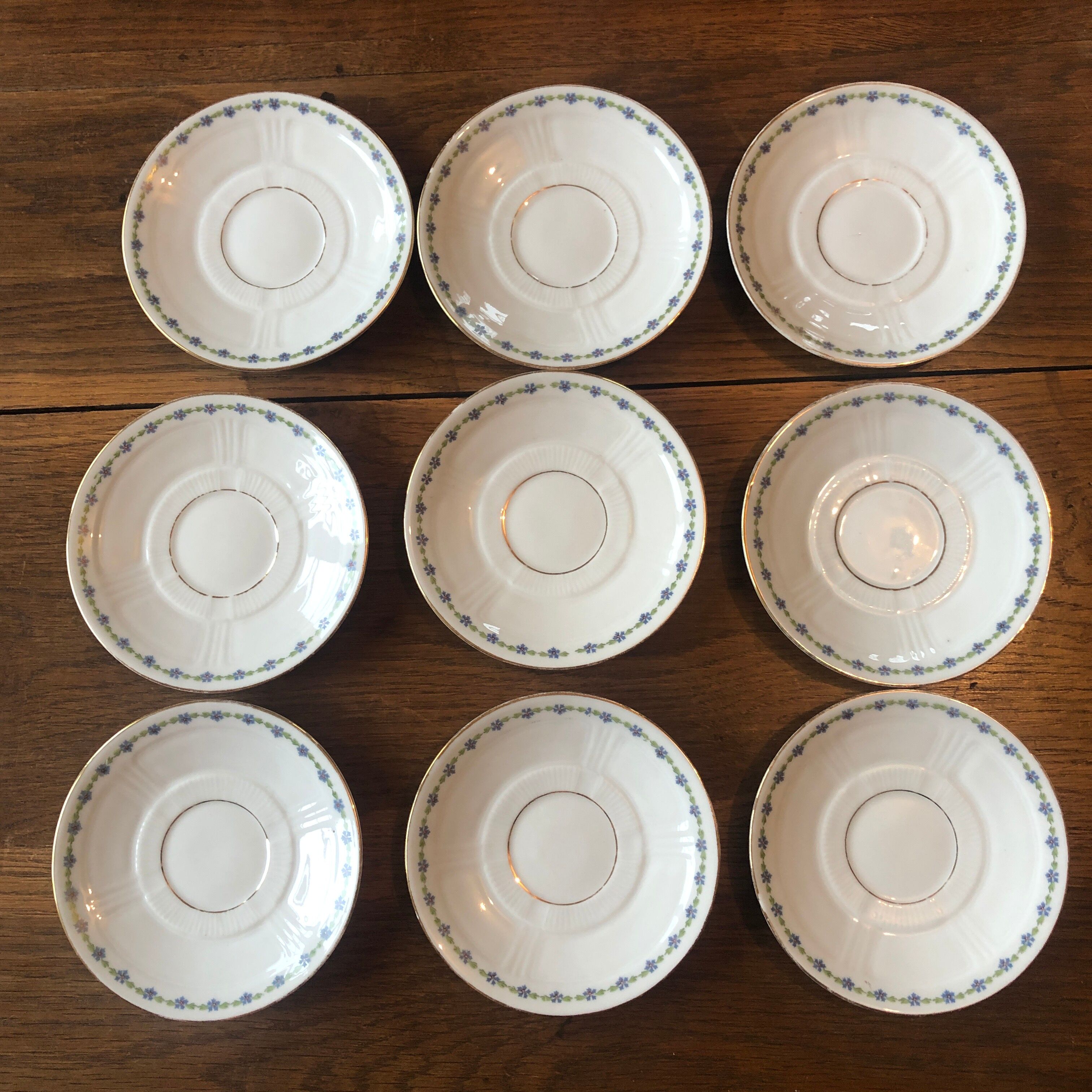 Set of 9 cups and old saucers from Limoges