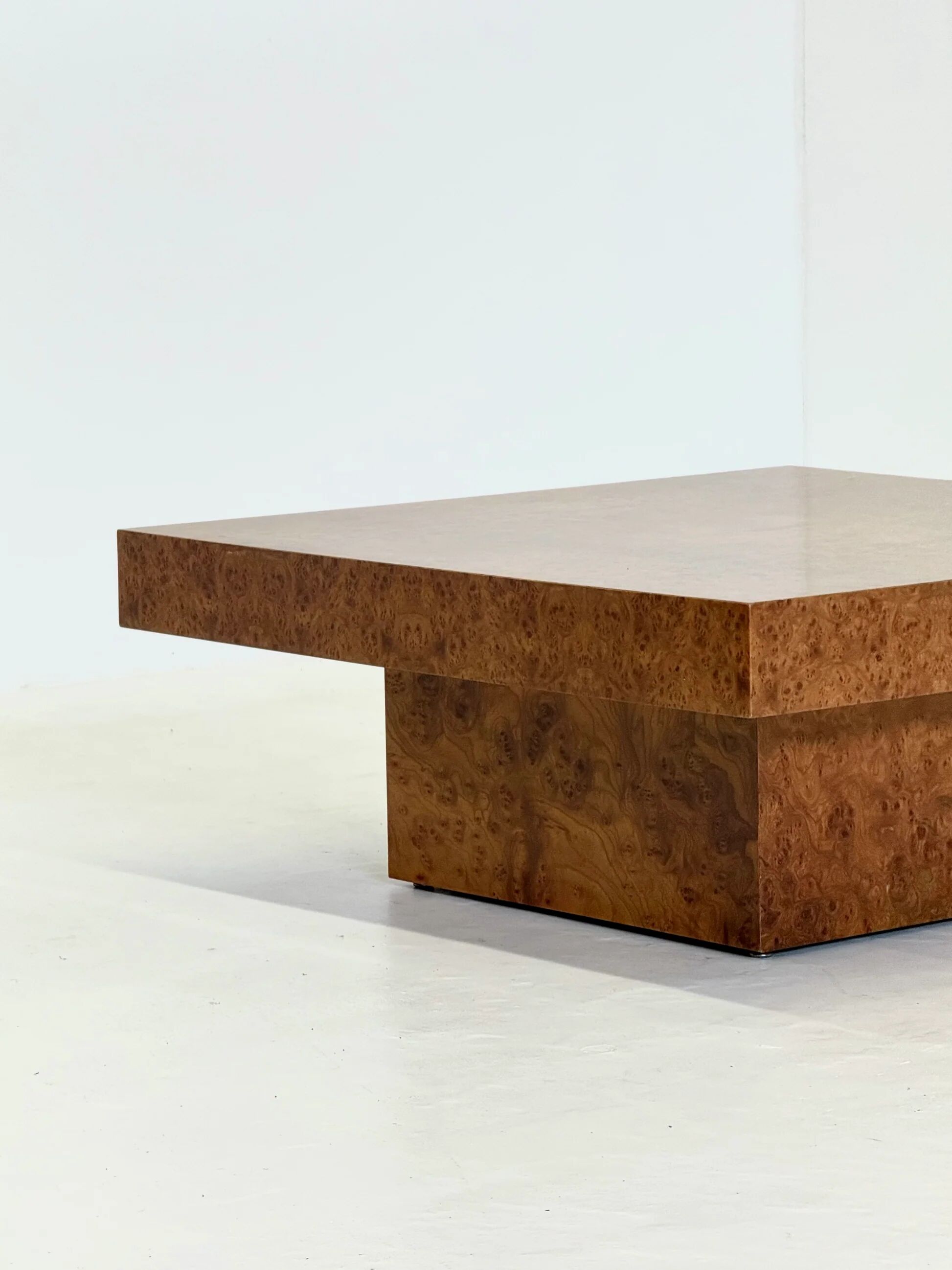 Square coffee table by Fratelli Turri with burl wood