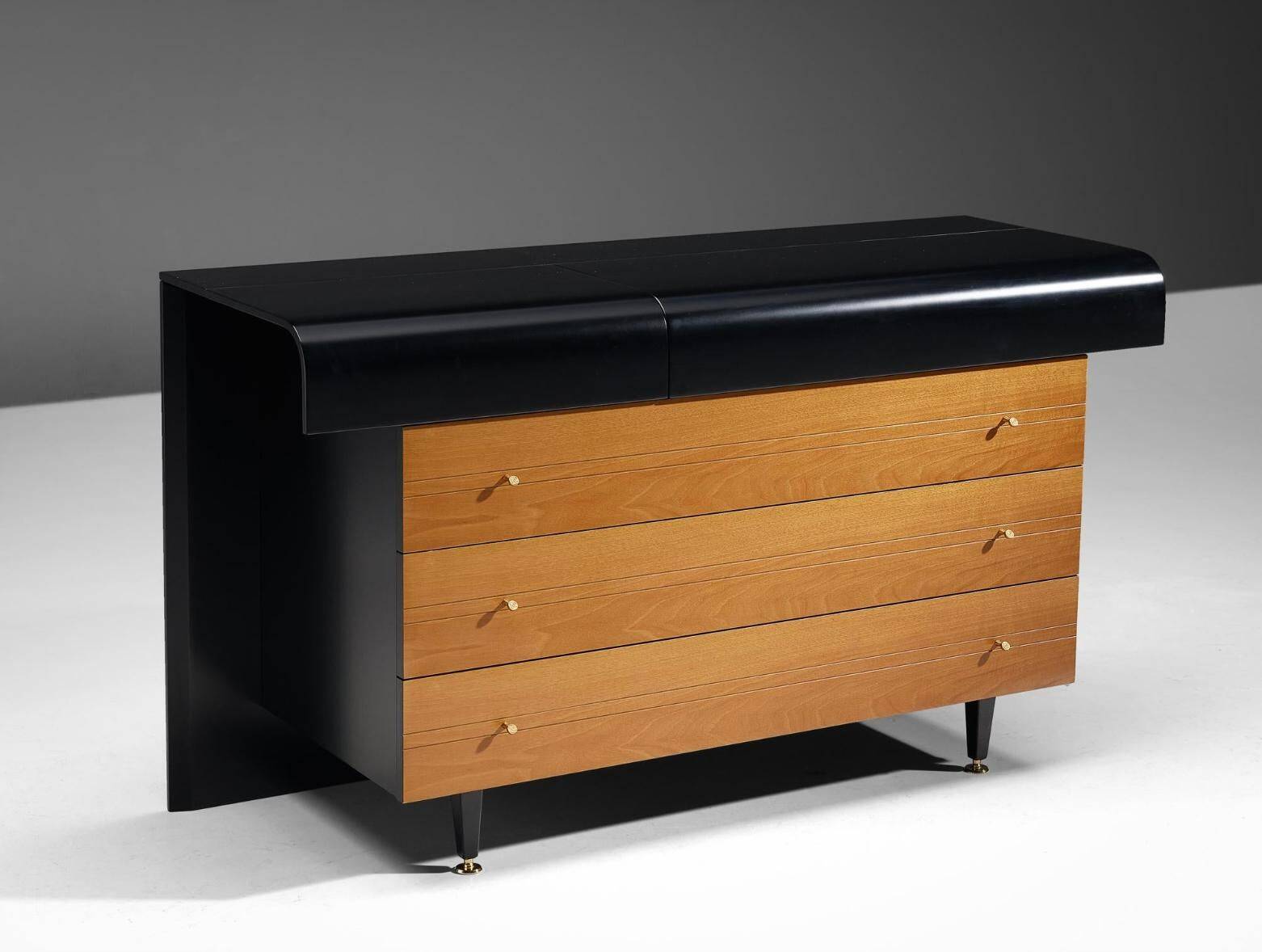 French Commode with Drop-Front Secretary Desk, 3 Drawers, Pierre Cardin 1980s