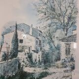 Magnificent Print (Lithograph/Watercolor) Provençal Village Scene