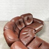 Italian Modular Sofa Set In Cognac Leather Attributed To Mobil Girgi, 1970's