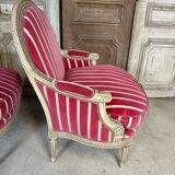 Pair of Louis XVI style bergère armchairs