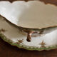 Vintage green Limoges porcelain gravy boat with gilt trim