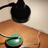 Vintage Scandinavian Art Deco desk lamp from the 40s, golden brass, retro, moon shape, swan neck