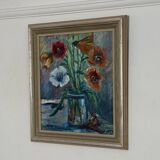 Swedish Oil on Panel – “Flower Still Life” by A. Åslund – Dated 1954