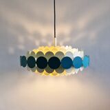 Bright Petrol and White Metal Pendant Lamp by Doria Leuchten, Germany 1960s