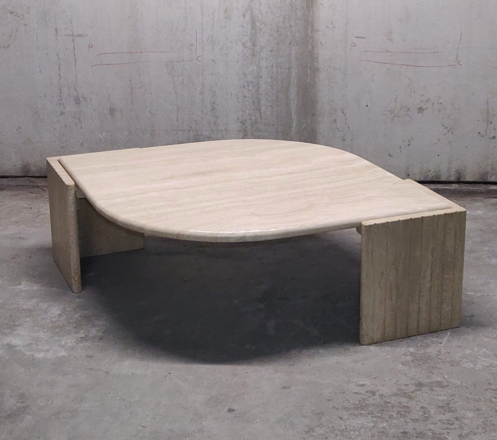 Travertine coffee table Roche Bobois