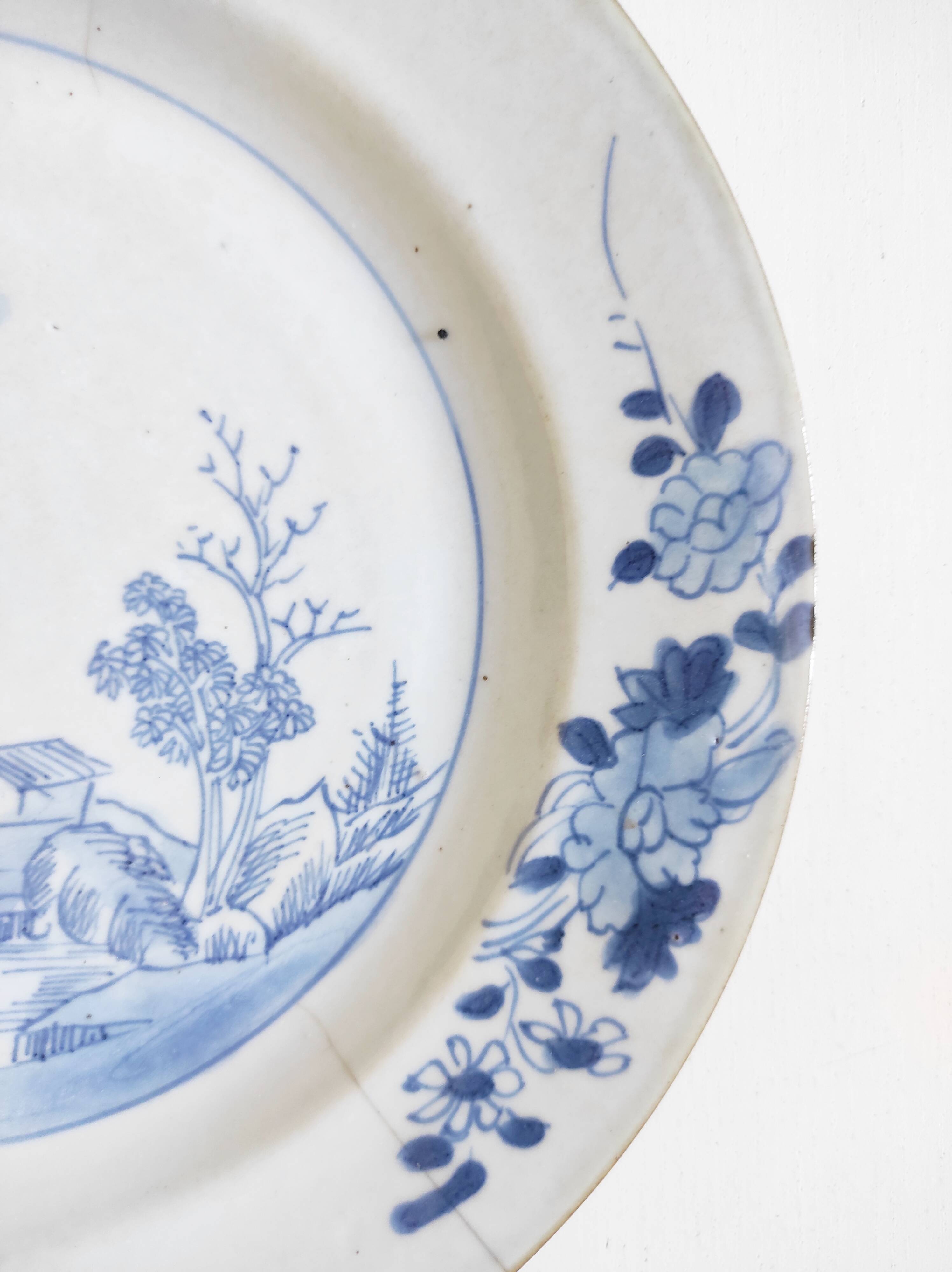 18th century blue and white Chinese plate