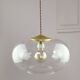 Italian Mid-Century Glass and Brass Pendant Lamp