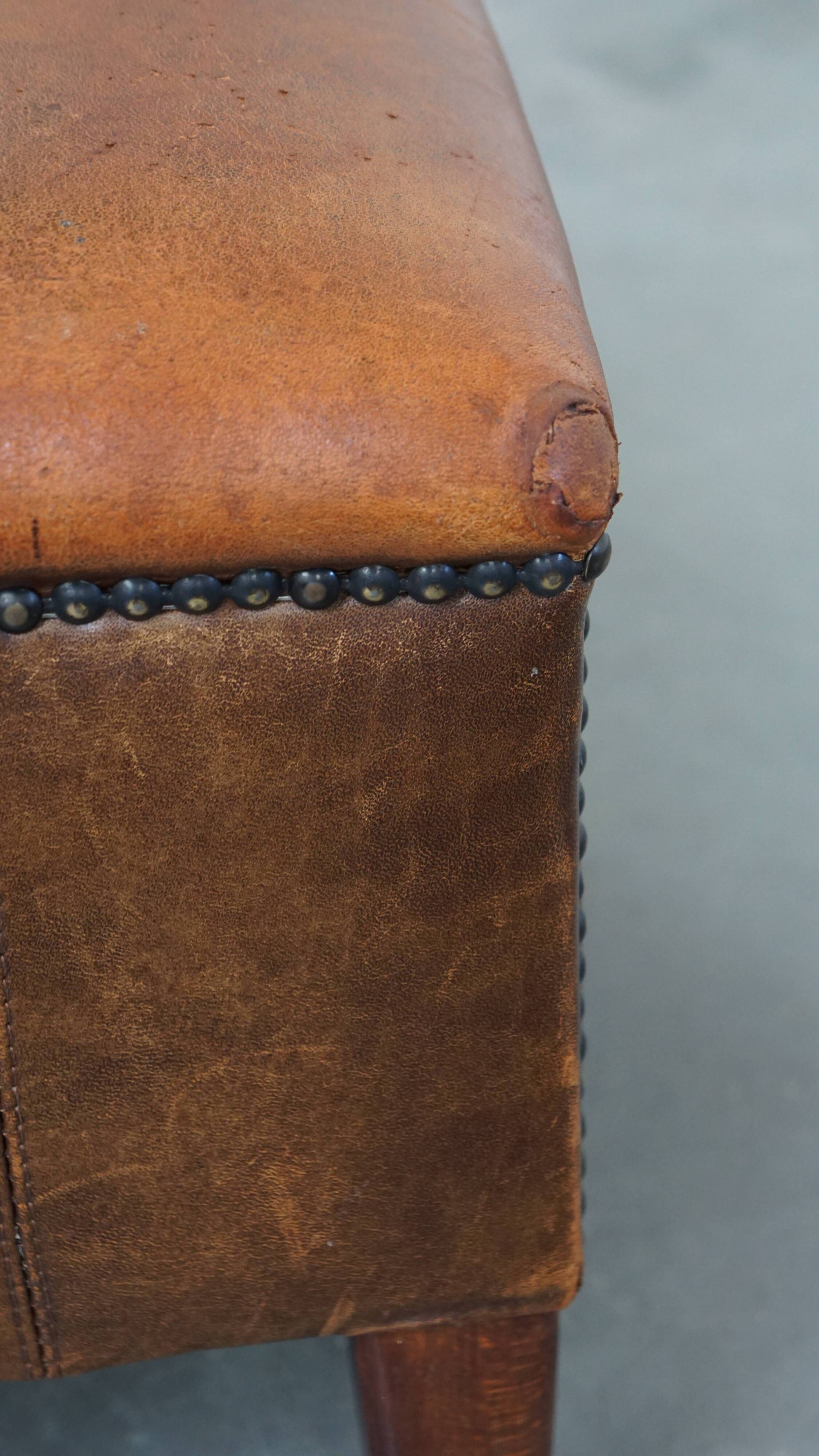 Vintage Sheepskin Leather Ottoman