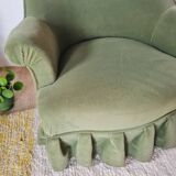 Antique crapaud armchair - green velvet