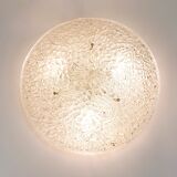Round textured glass ceiling light J. T. Kalmar mid-century, Austria, 1960s