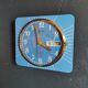 Vintage formica clock rectangular silent wall clock "Carrez blue"