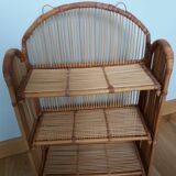Wicker rattan wall shelf
