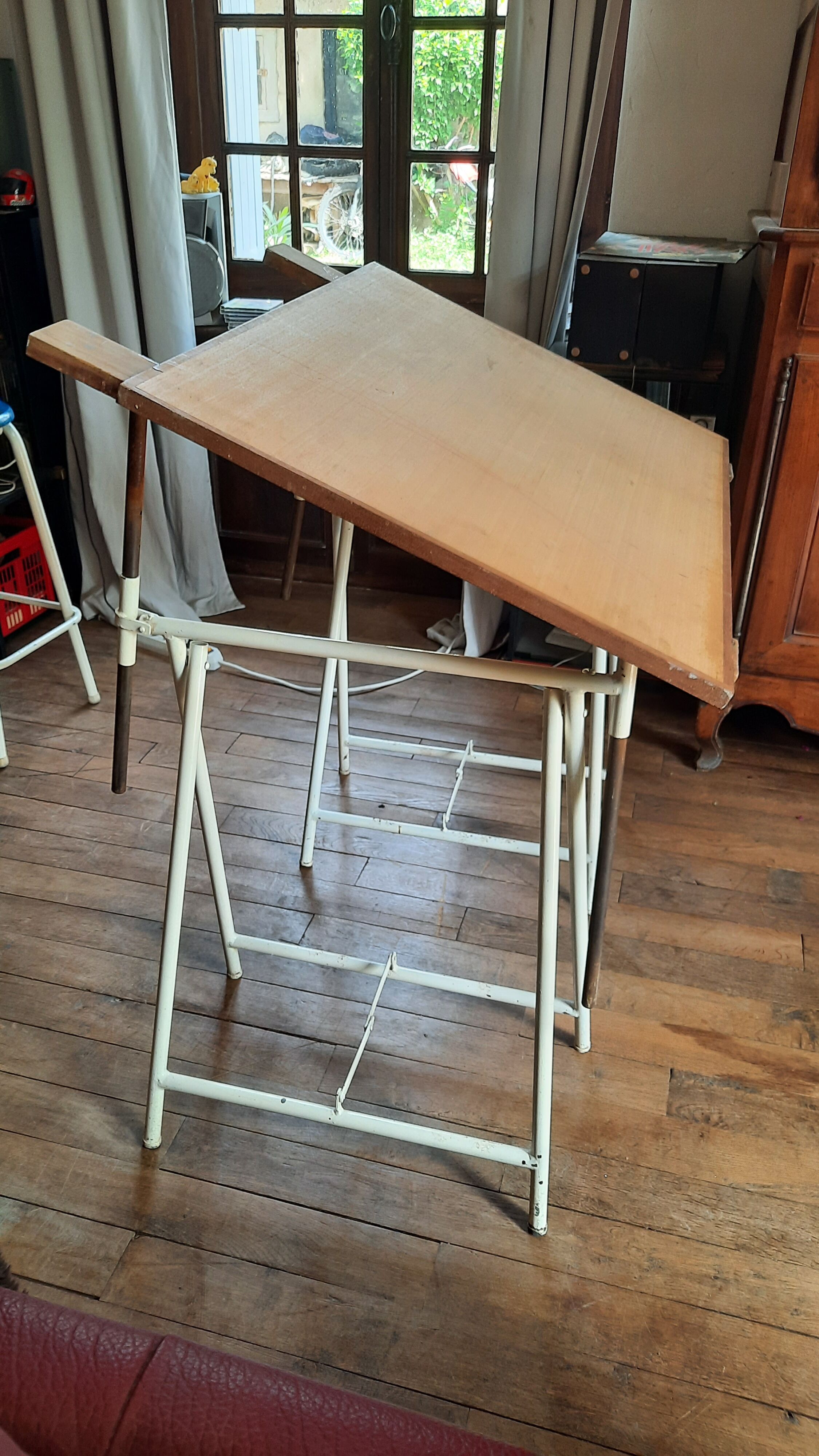 Industrial trestle drawing table