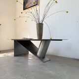 Handcrafted metal coffee table from the 1970s