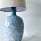Lampe céramique grès bleu