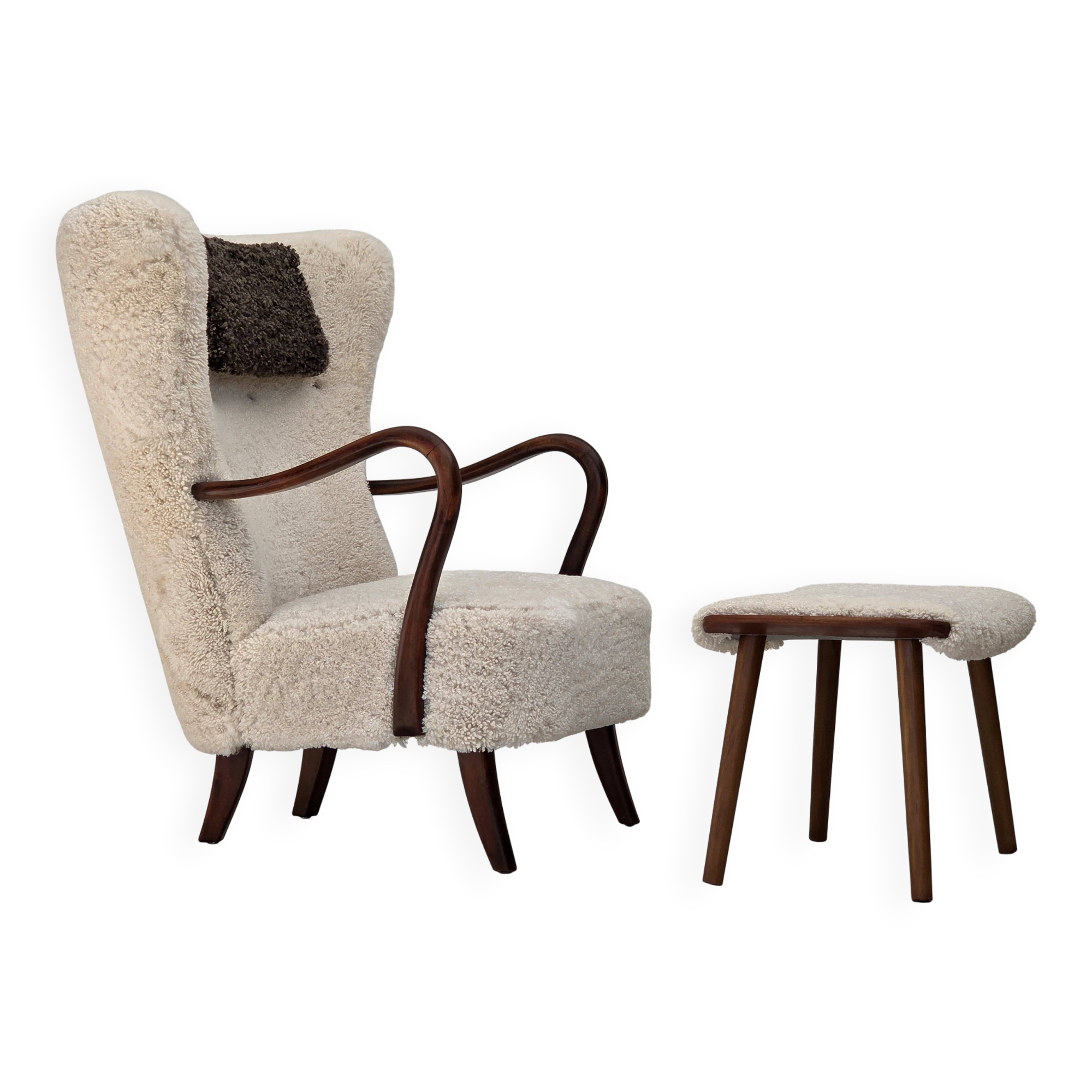 1960s, Danish design by A. Christensen for Slagelse Møbelværk, sheepskin.