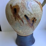 Very large pitcher / ceramic pitcher / glazed pottery 60s-70s signed
