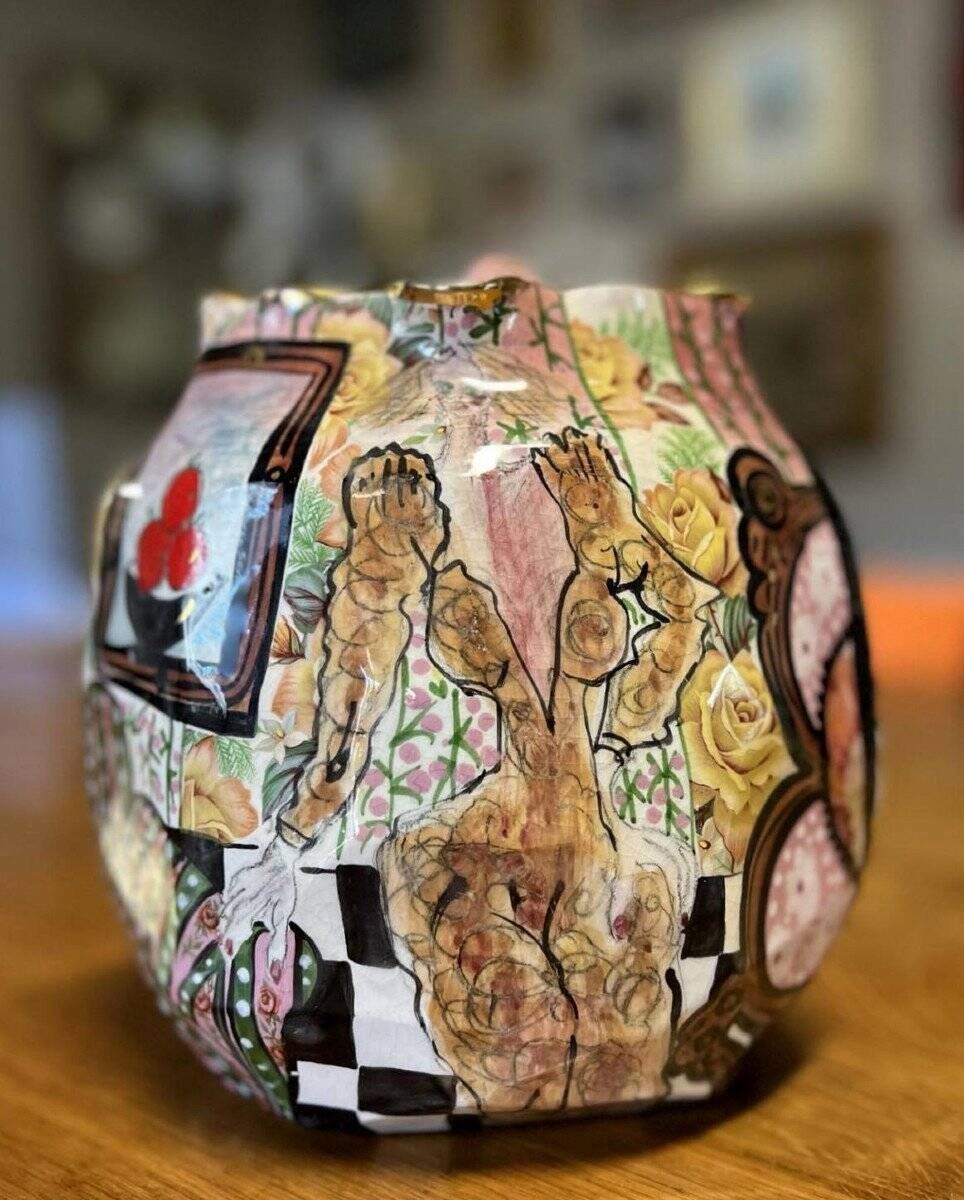 Laney K. Oxman: Multicoloured Ceramic Pitcher and Slipware