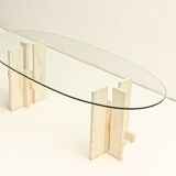 Travertine dining table by Willy Ballez, 1970s