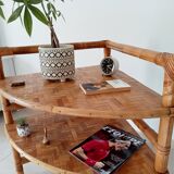 Table d'angle en bambou et rotin par Adrien Audoux et Frida Minet années 50