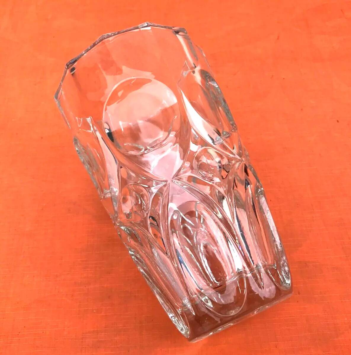 Art Deco Style Faceted Vase Clear Glass Geometric Decor
