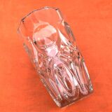 Art Deco Style Faceted Vase Clear Glass Geometric Decor
