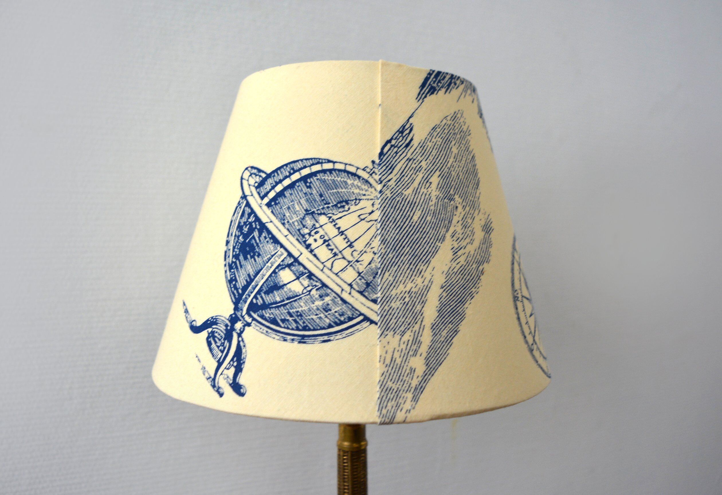 Jouy fabric lampshade, marine decoration