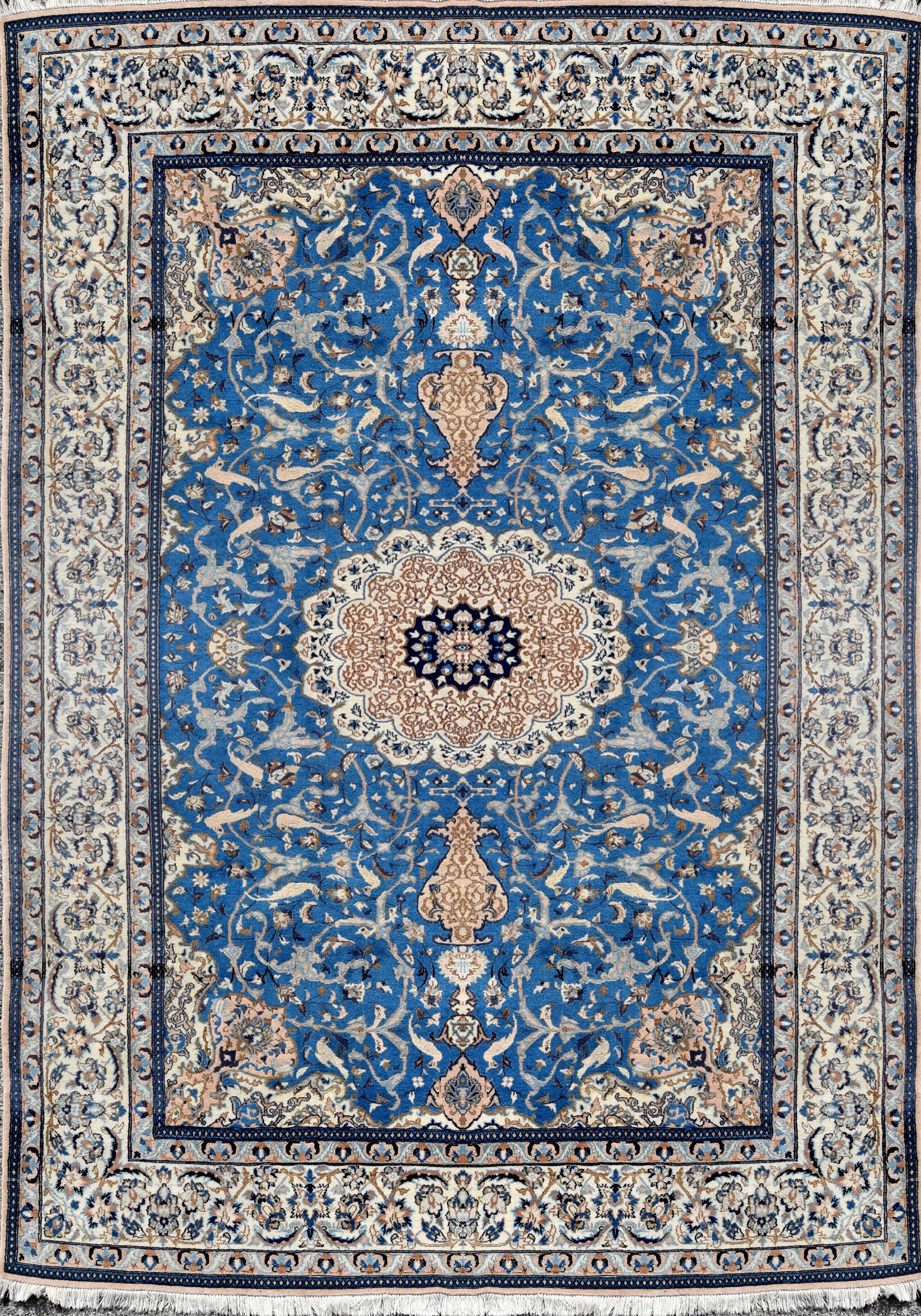 Tapis d'Orient Persan Iran Naïn laine et soie -3.20 X 210 Mètres
