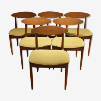 Set of 6 vintage chairs Scandinavian style teak by Ib Kofod Larsen for G-Plan, 1963