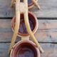 Original, plant door 3 pots sandstone and bamboo, 1970's