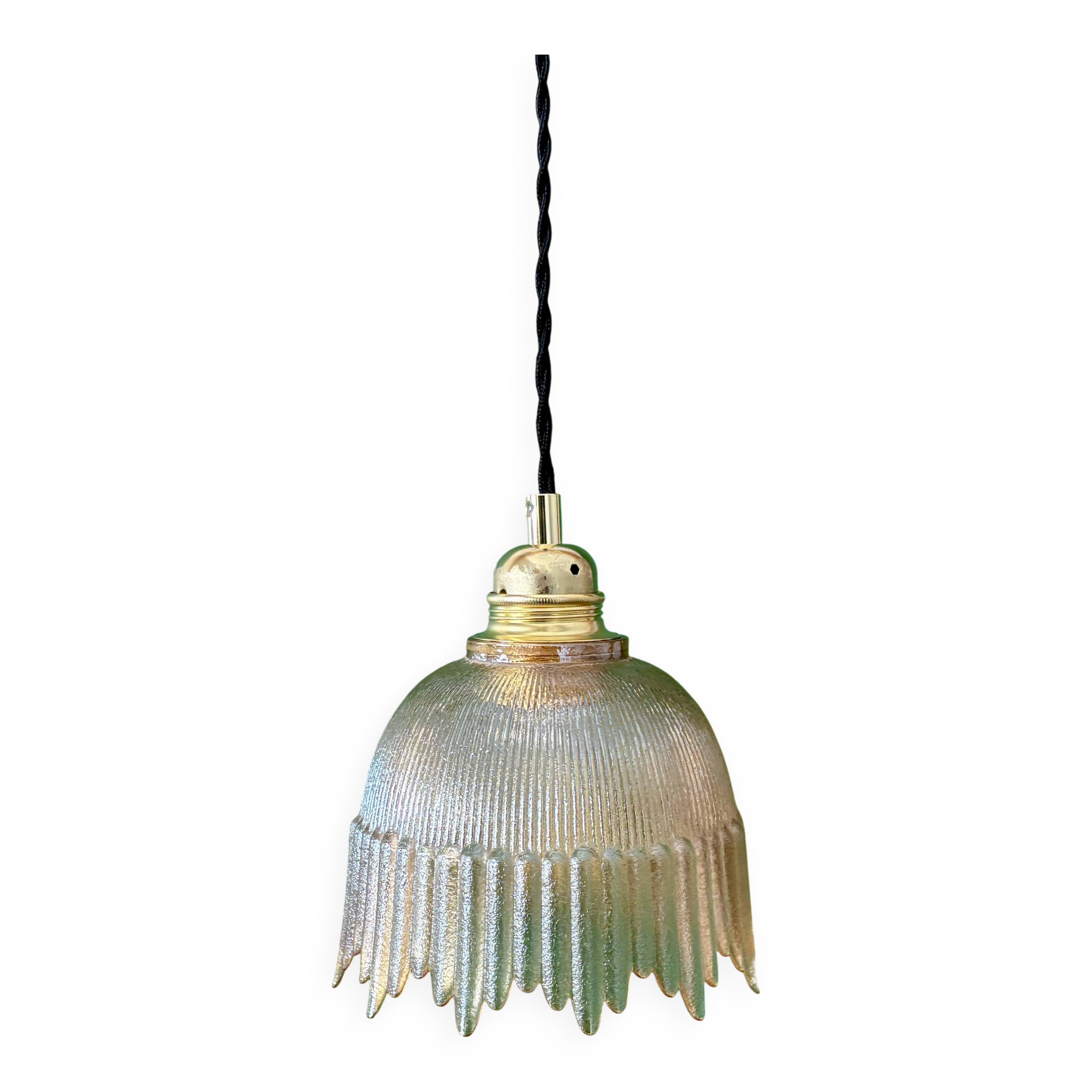 Vintage amber glass tulip pendant light