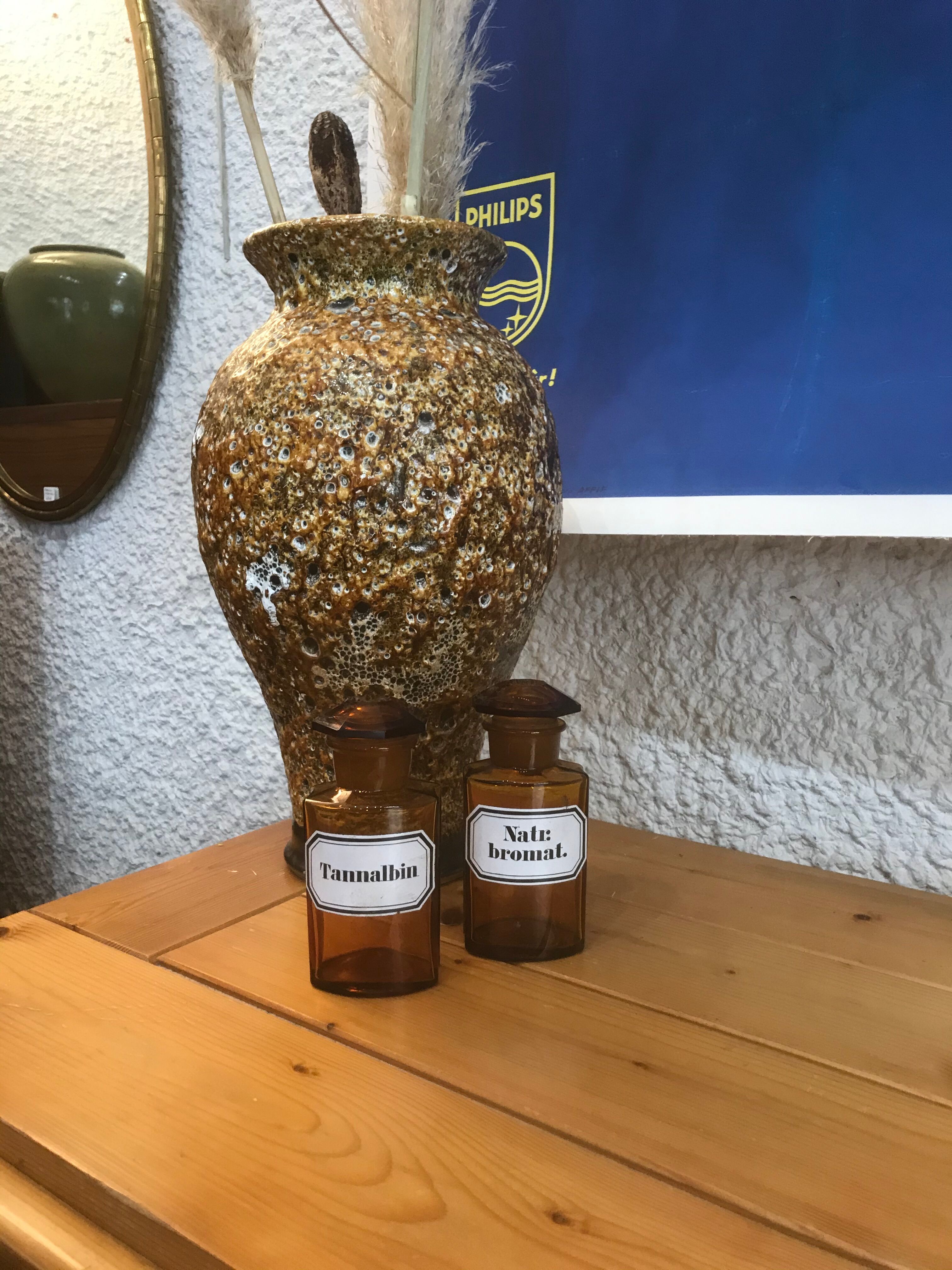 Vintage amber glass apothecary bottle