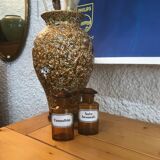 Vintage amber glass apothecary bottle