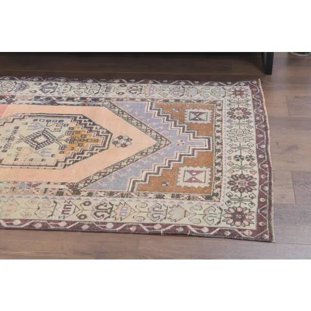 Vintage Turkish Oushak handmade wool cotton orange area rug 106x188