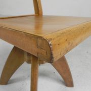 Wooden high chair, swivel chair, school chair, 1950s