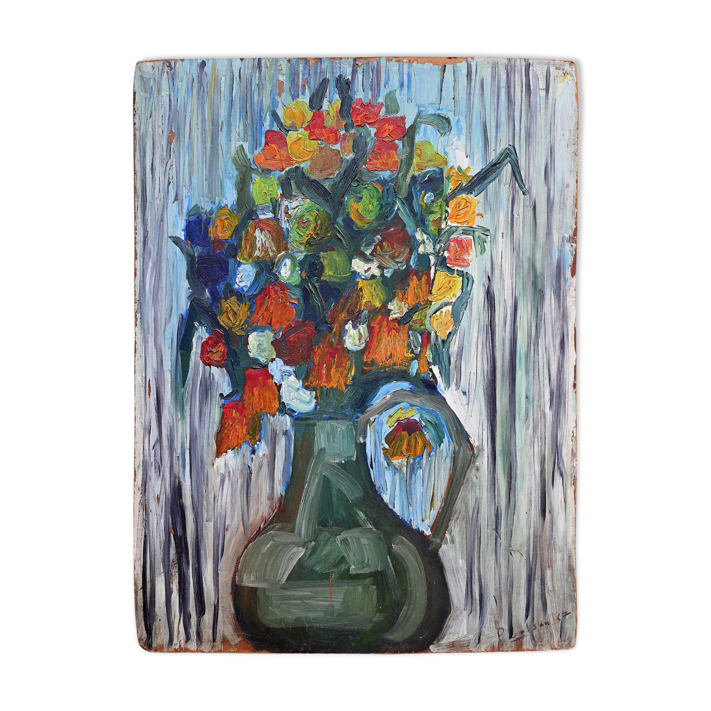 Bouquet art brut signé daté 1967
