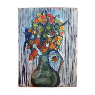 Bouquet art brut signé daté 1967