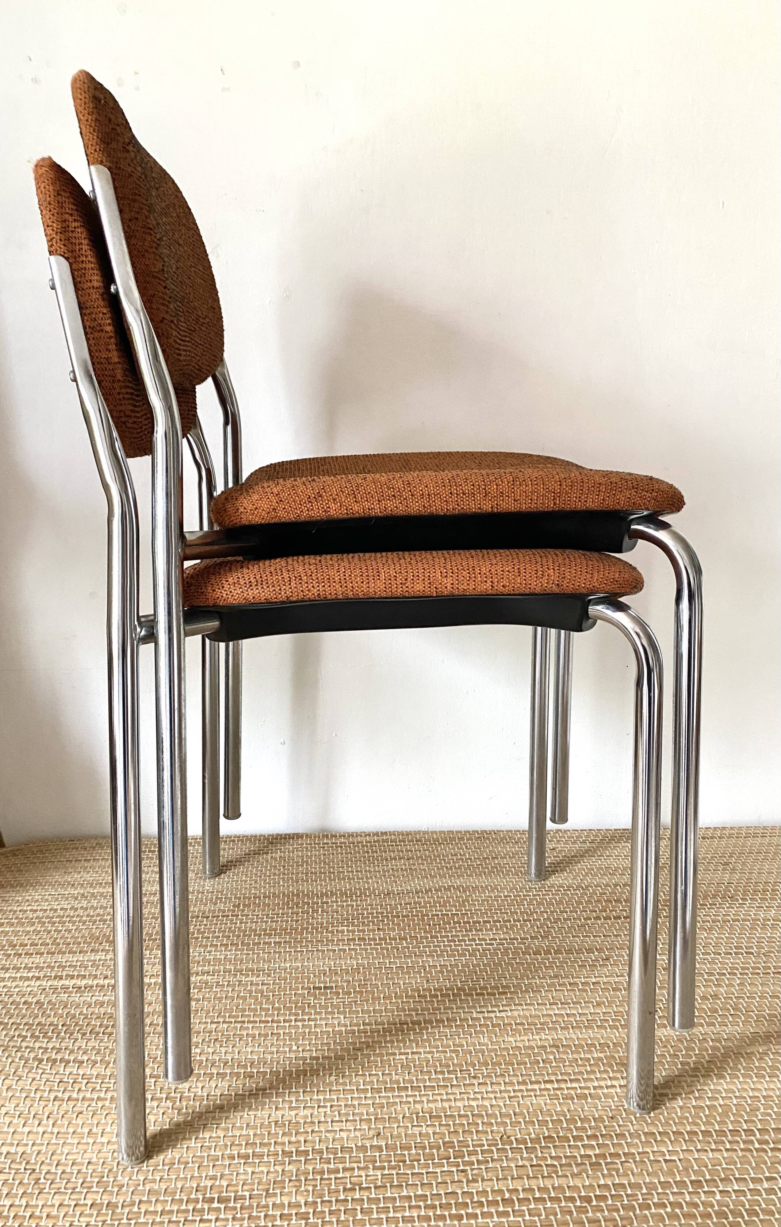 Pair of vintage Eurosit chairs, chrome and tweed, 1970s