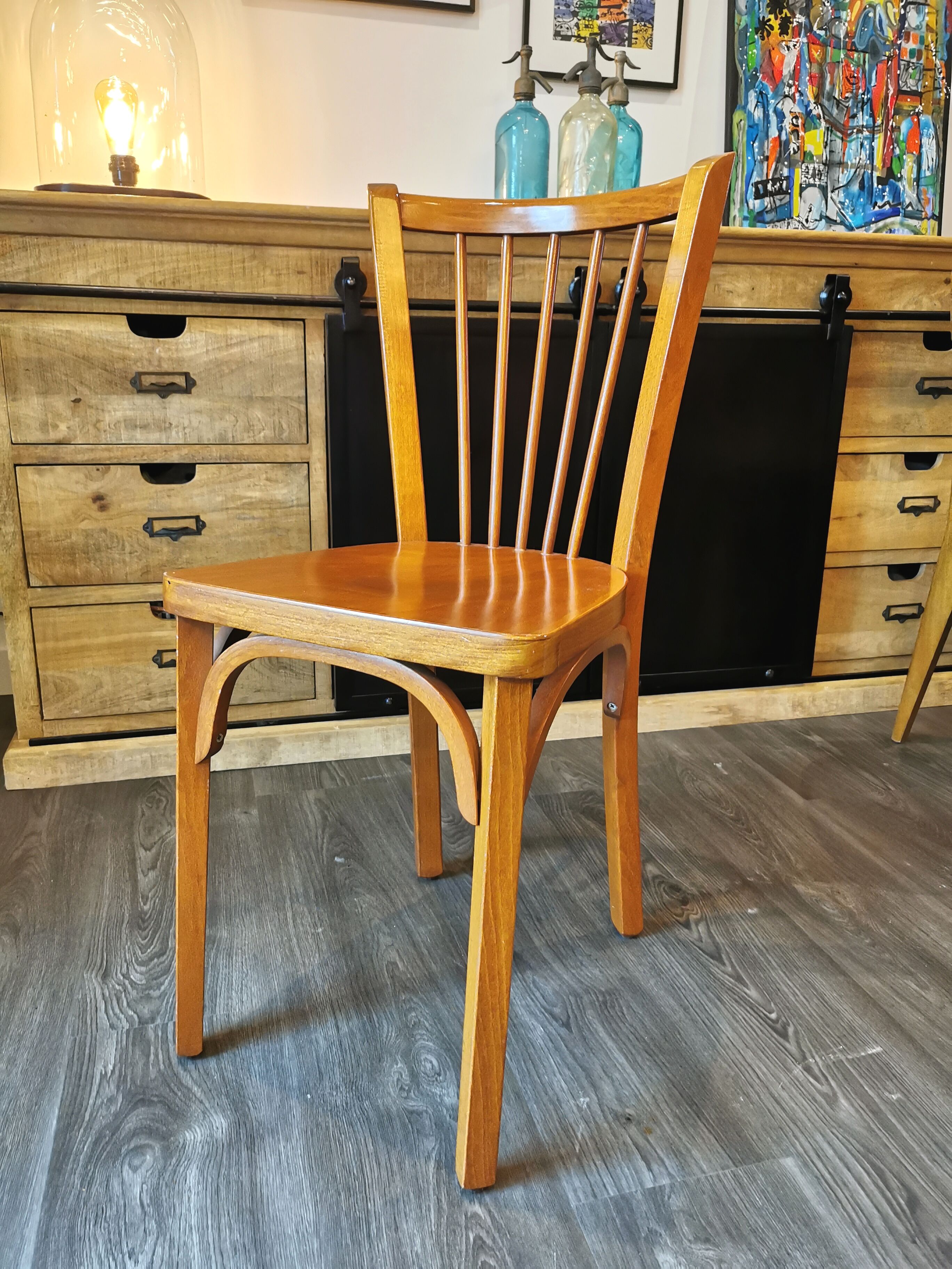 Series of 10 mismatched bistro chairs