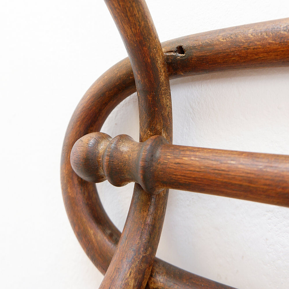 Curved wooden wall coat rack - Early 20th century