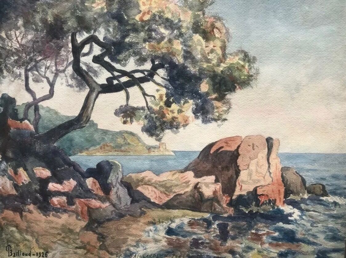 Painting painting Saint Tropez watercolor 1926
