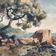 Painting painting Saint Tropez watercolor 1926