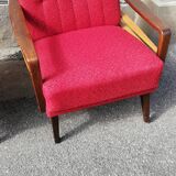 Pair of vintage armchairs red fabric