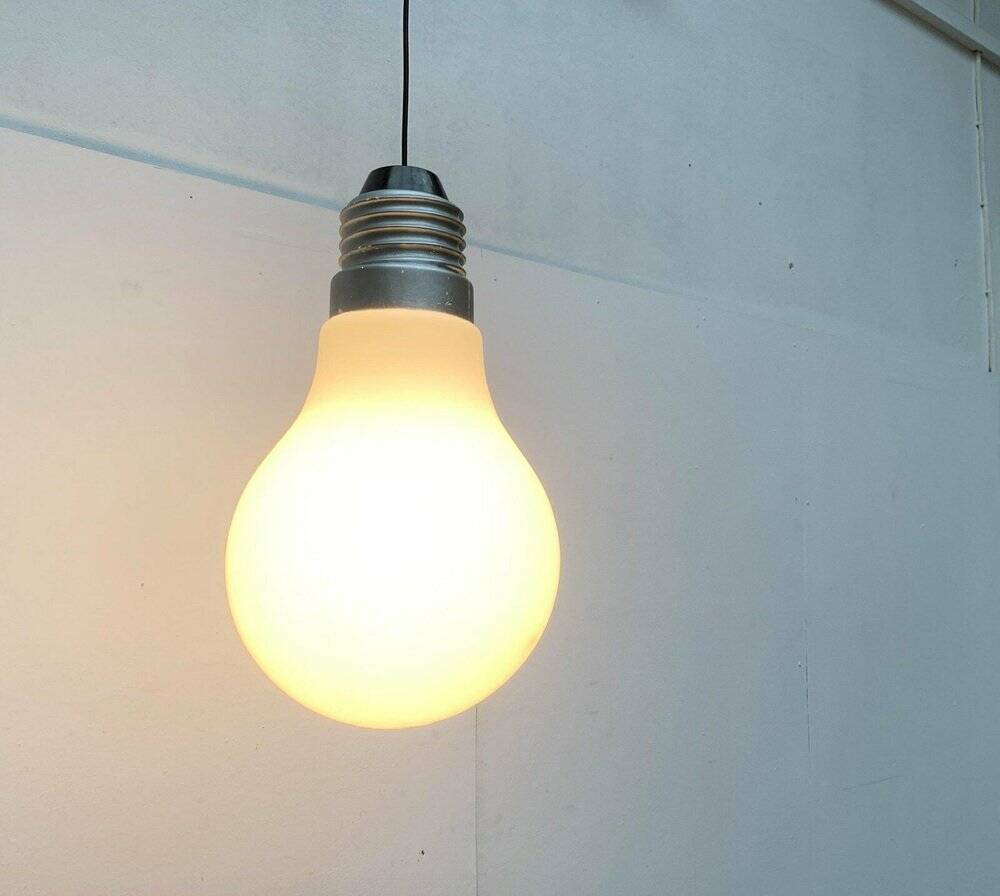 Bulb lamp, bulb on a stand or German suspension in mid-century space style by Ingo Maurer for M Design, 1960s.