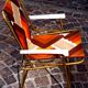 Pair of folding camping chairs, vintage seventies fabric, Lafuma