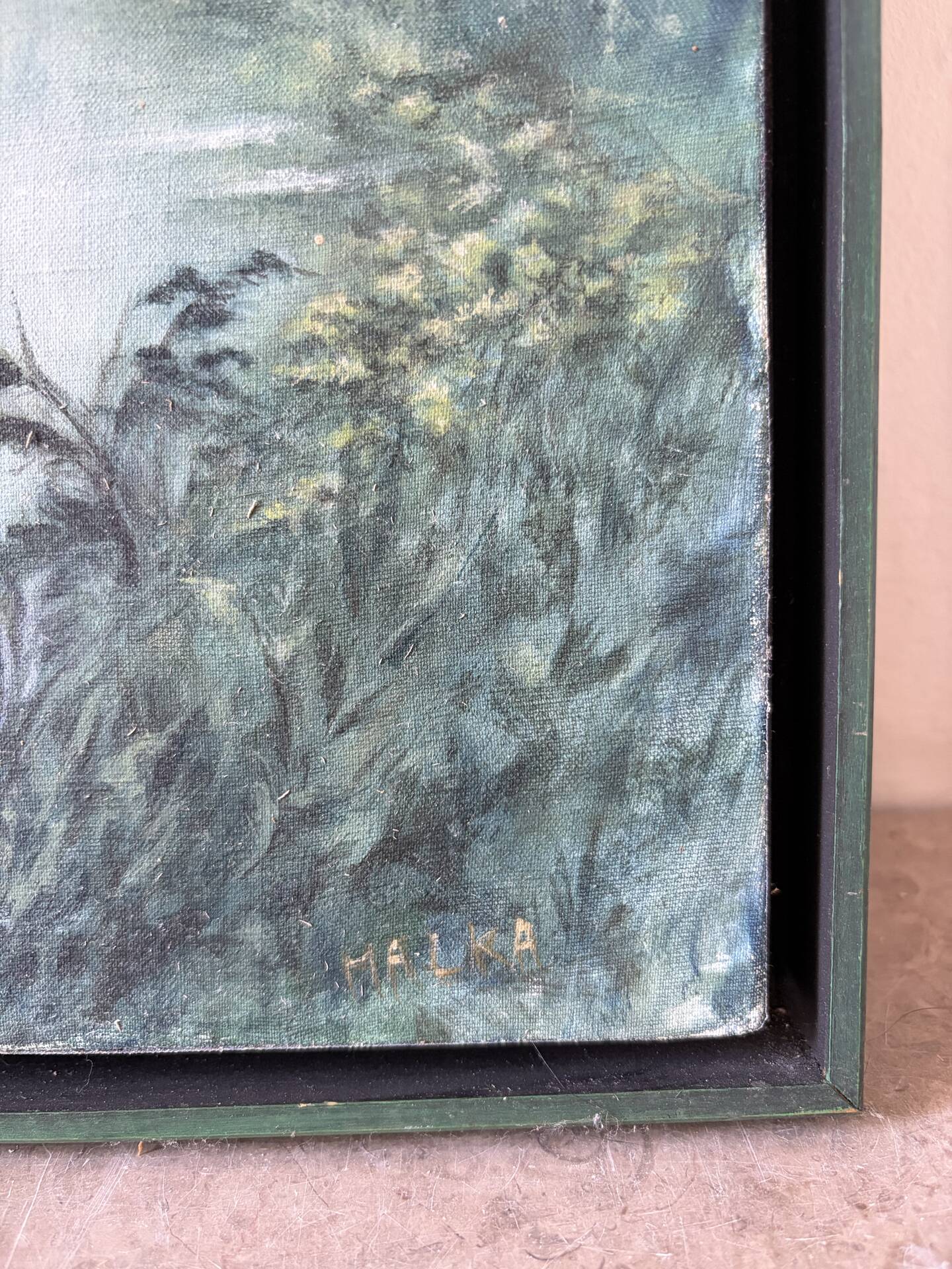 Huile sur toile "Lac aux nénuphars" signée